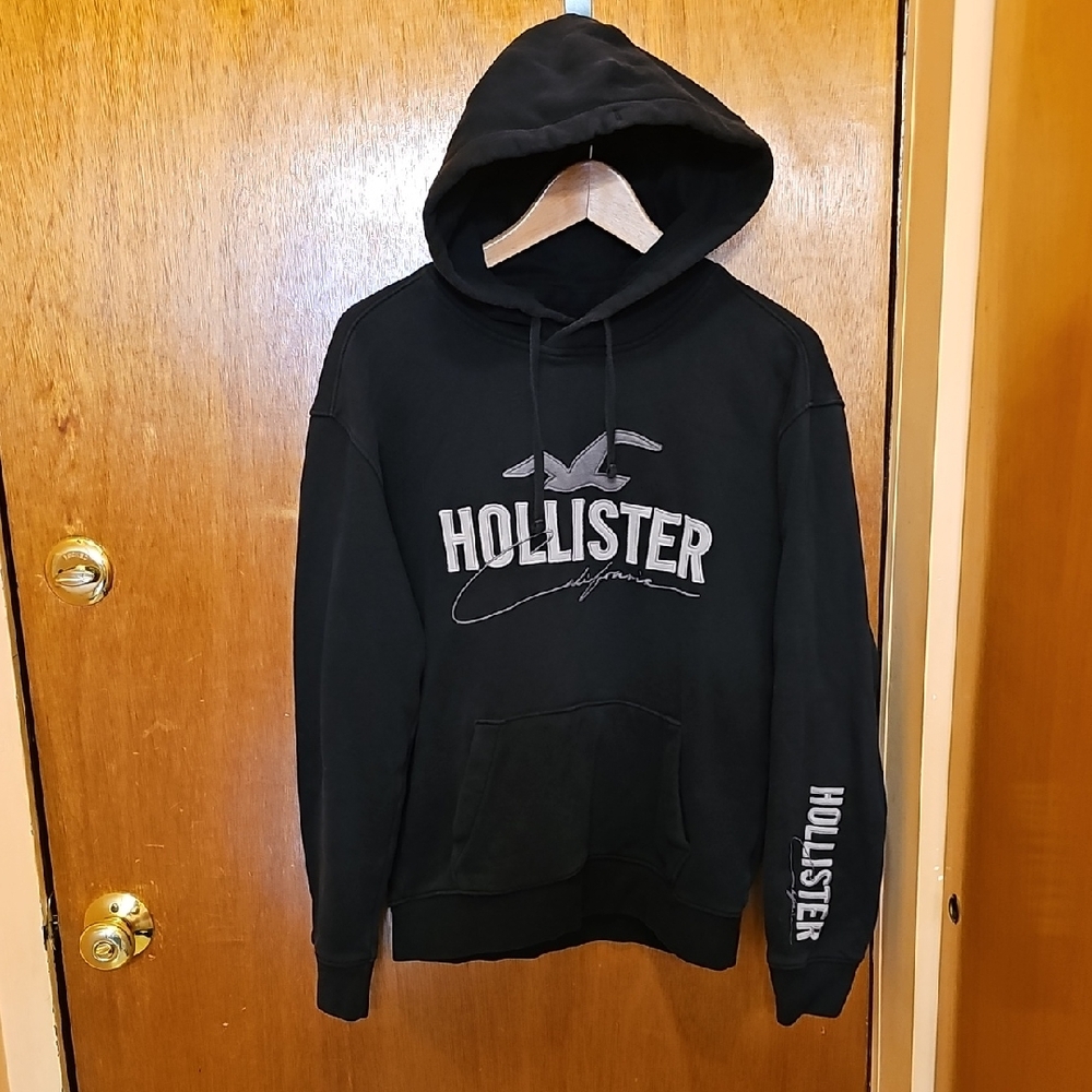 Hollister Black Pullover Hoodie with Logo